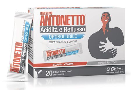 DIGESTIVO ANTONETTO ACIDITA' E REFLUSSO OROSOLUBILE 20 BUSTINE image not present