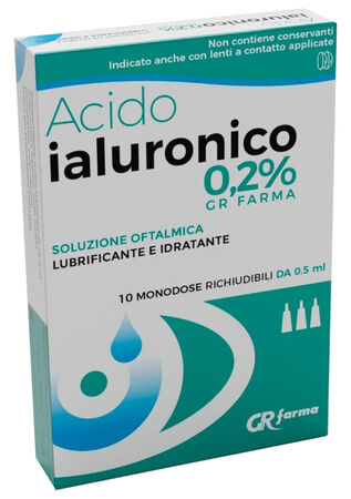 SOLUZIONE OFTALMICA LUBRIFICANTE E IDRATANTE ACIDO IALURONICO 0,2% 10 MONODOSE RICHIUDIBILI DA 0,5 ML image not present