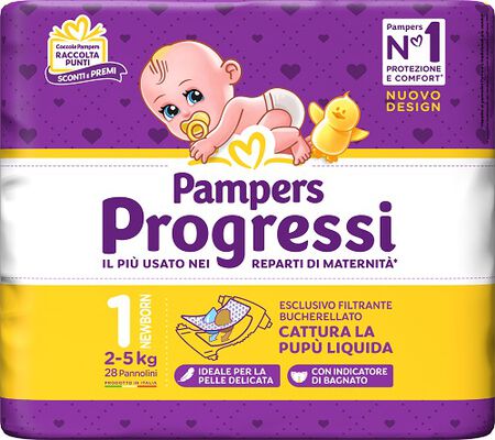 PAMPERS PROGRESSI NEWBORN PANNOLINO 1 2-5KG 28 PEZZI image not present