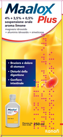 MAALOX PLUS*orale sosp 250 ml 4% + 3,5% + 0,5% aroma limone image not present