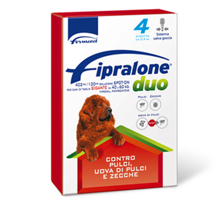 FIPRALONE DUO*spot-on soluz 4 pipette 4,02 ml 402 mg + 120,6 mg cani da 40 a 60 Kg image not present