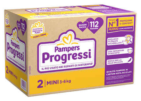 PAMPERS QUADRI PROGRESSI MINI 112 PEZZI image not present