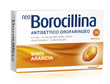 NEOBOROCILLINA ANTISETTICO OROFARINGEO*16 pastiglie 6,4 mg + 52 mg arancia