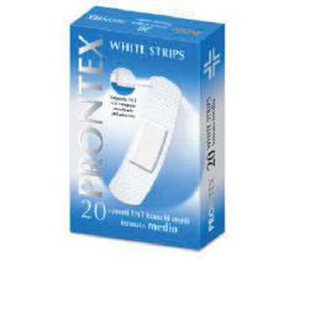 CEROTTO PRONTEX WHITE STRIPS IN TESSUTO NON TESSUTO BIANCO STERILE SCATOLA 20 CEROTTI MEDI image not present