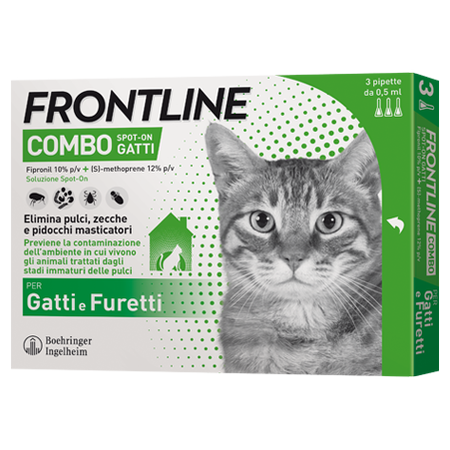 FRONTLINE COMBO SPOT-ON GATTI*soluz 3 pipette 0,5 ml 50 mg + 60 mg gatti e furetti image not present