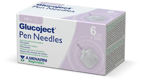 AGO PER PENNA DA INSULINA GLUCOJECT 6 MM GAUGE 32 100 PEZZI image not present