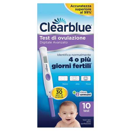 TEST DI OVULAZIONE CLEARBLUE DIGITALE AVANZATO 10 PEZZI image not present