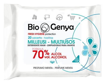BIOGENYA MILLEUSI IGIENIZZANTI 70% ALCOOL SALVIETTE 20 PEZZI image not present