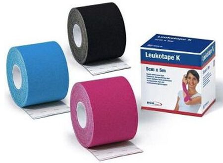 BENDA ADESIVA LEUKOTAPE K PER TAPING FISIOTERAPICO LARGHEZZA 5 CM LUNGHEZZA 5 M COLORE AZZURRO IN ROTOLO image not present