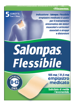 SALONPAS FLESSIBILE*5 empiastri in bustina 105 mg + 31,5 mg  7 x 10 cm image not present