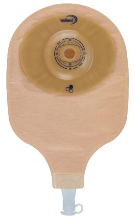 SACCA PER UROSTOMIA TRASPARENTE RITAGLIABILE AURUM CONVEX URO MIDI CON MIELE DI MANUKA DIAMETRO 13-48 MM INIZIO CONVESSITA' 48 MM 10 PEZZI image not present