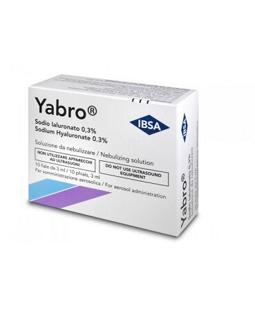 YABRO 10 FIALE 3ML ACIDO IALURONICO 0,3% SOLUZIONE PER NEBULIZZATORE image not present