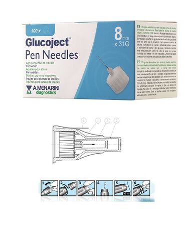 AGO PER PENNA DA INSULINA GLUCOJECT LUNGHEZZA 8 MM GAUGE 31 100 PEZZI image not present