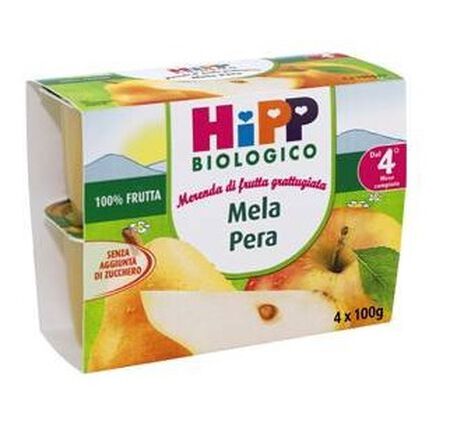 HIPP BIO FRUTTA GRATTUGGIATA MELA PERA 4X100 G image not present