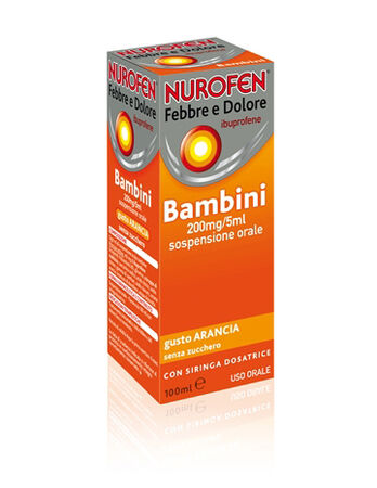 NUROFEN FEBBRE E DOLORE*orale sosp 100 ml 200 mg/5 ml arancia senza zucchero con siringa image not present