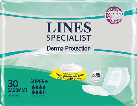 PANNOLONE PER INCONTINENZA LINES SPECIALIST DERMA SAGOMATO SUPER+ 30 PEZZI image not present