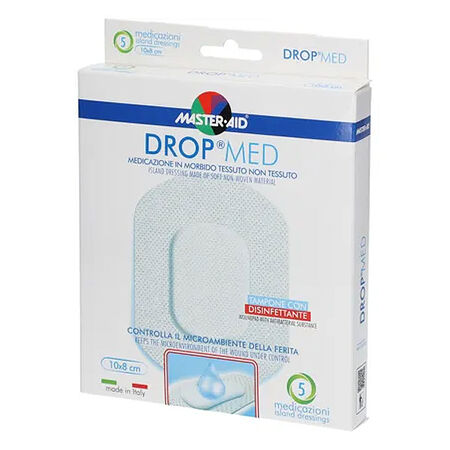 MEDICAZIONE COMPRESSA AUTOADESIVA DERMOATTIVA IPOALLERGENICA AERATA MASTER-AID DROP MED 10X8 5 PEZZI image not present