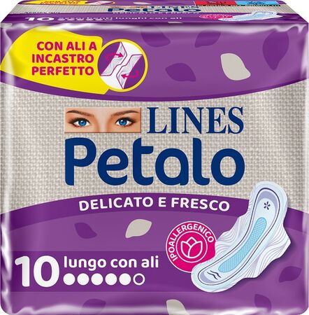 LINES PETALO BLU ASSORBENTE LUNGO CON ALI 10 PEZZI image not present