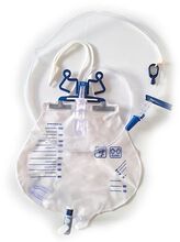 SACCA DRENAGGIO URINARIO A CIRCUITO CHIUSO CAPACITA' 2000ML CON CAMERA DI GOCCIOLAMENTO DOPPIO FILTRO ARIA FASCETTA CON PER FISSAGGIO AL LETTO STRIGITUBO E FERMATUBO AL LENZUOLO