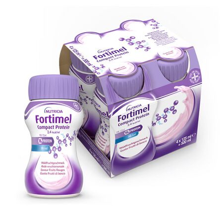 NUTRICIA FORTIMEL COMPACT PROTEIN GUSTO FRUTTI DI BOSCO 4 BOTTIGLIE DA 125 ML image not present