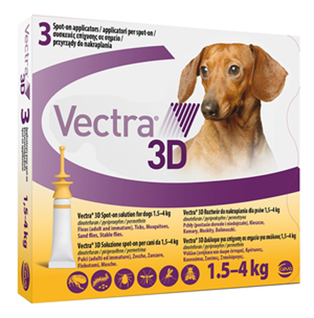 VECTRA 3D*spot-on soluz 3 pipette 0,8 ml 44 mg + 3,9 mg + 317 mg cani da 1,5 a 4 Kg, tappo giallo image not present