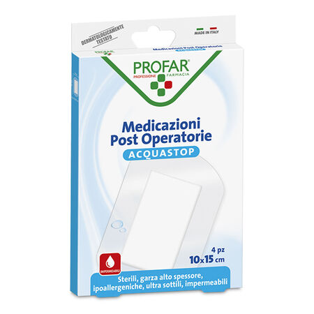 ACQUASTOP MEDICAZIONE POST OPERATORIA 10X15 CM PROFAR MED 4 PEZZI image not present