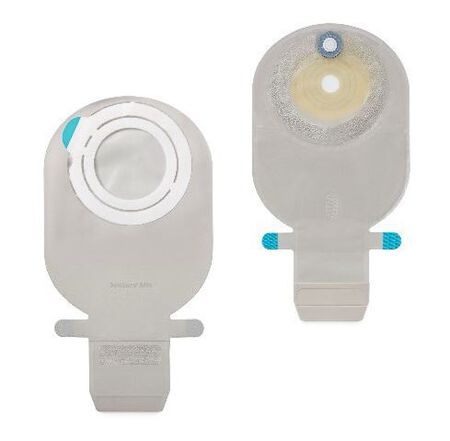 SENSURA MIO FLEX SISTEMA 2 PEZZI CON AGGANCIO ADESIVO SACCA ILEOSTOMIA TRASPARENTE 70MM DA 550 ML 30 PEZZI image not present
