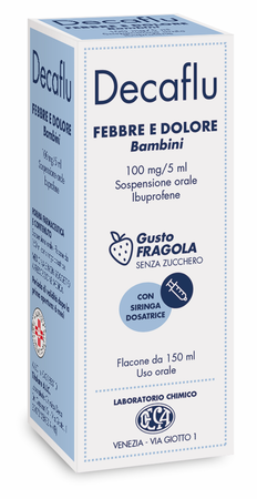 DECAFLU FEBBRE E DOLORE*orale sosp 150 ml 100 mg/5 ml gusto fragola senza zucchero image not present