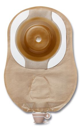 SACCA PER UROSTOMIA MODERMA FLEX S URO CONVESSA TRASPARENTE CON ADESIVO E CAMERE MULTIPLE PRETAGLIATA 25 MM 10 PEZZI image not present