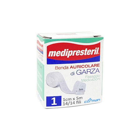 BENDA AURICOLARE GARZA MEDIPRESTERIL 12/8 FU M5X1CM 14/14 FILI image not present