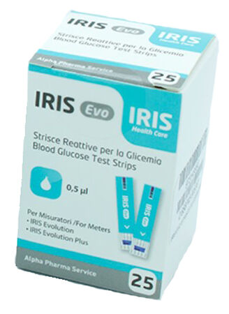 STRISCE MISURAZIONE GLICEMIA IRIS EVO 25 PEZZI image not present