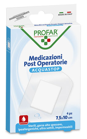 ACQUASTOP MEDICAZIONE POST OPERATORIA 7,5X10 CM PROFAR MED 4 PEZZI image not present