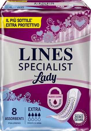 ASSORBENTI LINES SPECIALIST LADY EXTRA IPOALLERGENICI 8 PEZZI image not present
