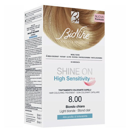 SHINE ON HIGH SENSITIVITY PLUS BIONDO CHIARO 8,00 RIVELATORE IN CREMA 75 ML + CREMA COLORANTE 50 ML image not present