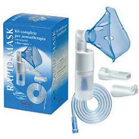 KIT COMPLETO PRONTEX RAPID MASK PER AEROSOLTERAPIA CON AMPOLLA PLASTICA +MASCHERA PER ADULTI +TUBO PRESSIONE +ACCESSORIO NASALE +BOCCHERUOLA image not present