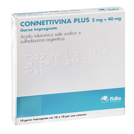 CONNETTIVINA PLUS*10 garze 2 mg + 40 mg 10 cm x 10 cm image not present