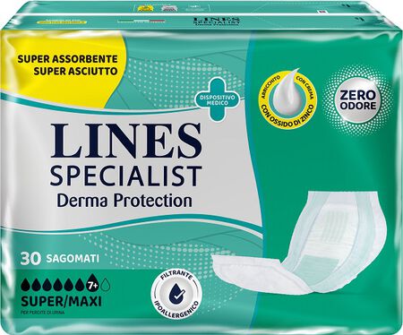 PANNOLONE PER INCONTINENZA LINES SPECIALIST DERMA SAGOMATO SUPER+ 30 PEZZI image not present