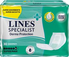 PANNOLONE PER INCONTINENZA LINES SPECIALIST DERMA SAGOMATO SUPER+ 30 PEZZI PANNOLONE PER INCONTINENZA LINES SPECIALIST DERMA SAGOMATO SUPER+ 30 PEZZI