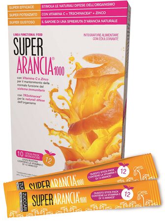 SUPER ARANCIA 1000 10 STICK PACK MONODOSE DA 3,7G INTEGRATORE ALIMENTARE CON EDULCORANTE image not present