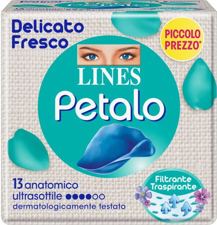 LINES PETALO BLU ASSORBENTE ANATOMICO 13 PEZZI image not present