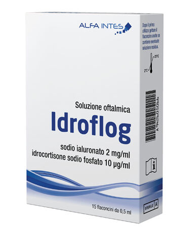 SOLUZIONE OFTALMICA IDROFLOG A BASE DI IALURONATO DI SODIO E IDROCORTISONE SODIO FOSFATO 15 FLACONCINI DA 0,5 ML image not present