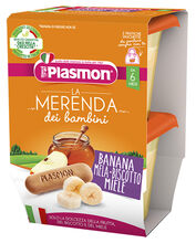 PLASMON LA MERENDA DEI BAMBINI MERENDE BANANA MELA BISCOTTO MIELE ASETTICO 2 X 120 G