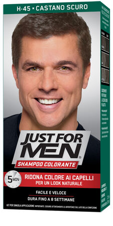 JUST FOR MEN SHAMPOO COLORANTE H45 CASTANO SCURO ATTIVATORE CHIARO 38,5 ML + BASE COLORE 27,5 ML image not present
