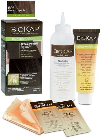 BIOKAP NUTRICOLOR DELICATO 5,05 CASTANO NOCCIOLA TINTA TUBO + FLACONE image not present
