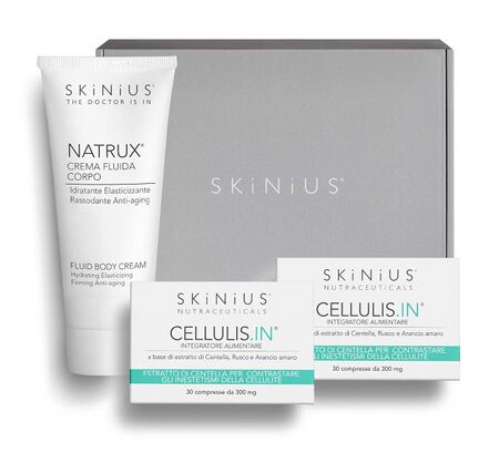 SKINIUS PROTOCOLLO INESTETISMI CELLULITE IN & OUT 1 NATRUX 200 ML + 1 CELLULIS IN 30 COMPRESSE + 1 CELLULIS IN 30 COMPRESSE IN OMAGGIO + 1 FOSPID SIERO ATTIVO 3 ML IN OMAGGIO image not present
