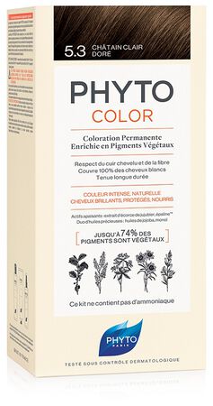 PHYTOCOLOR 5,3 CASTANO CHIARO DORATO LATTE + CREMA + MASCHERA + PAIO DI GUANTI image not present