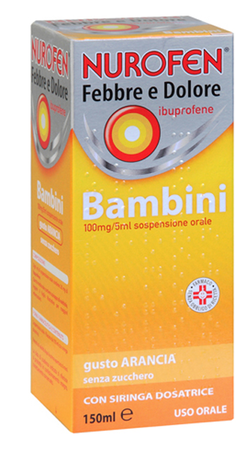 NUROFEN FEBBRE E DOLORE*BB orale sosp 150 ml 100 mg/5 ml arancia senza zucchero con siringa image not present