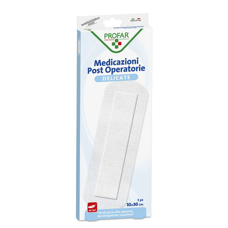 MEDICAZIONE POST OPERATORIA STERILE GARZA ANTIADERENTE 10X30 CM 3 PEZZI PROFAR image not present