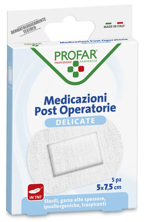 MEDICAZIONE POST OPERATORIA STERILE GARZA ANTIADERENTE 5X7,5 CM 5 PEZZI PROFAR image not present