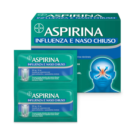 ASPIRINA INFLUENZA E NASO CHIUSO*orale 20 bust 500 mg + 30 mg image not present